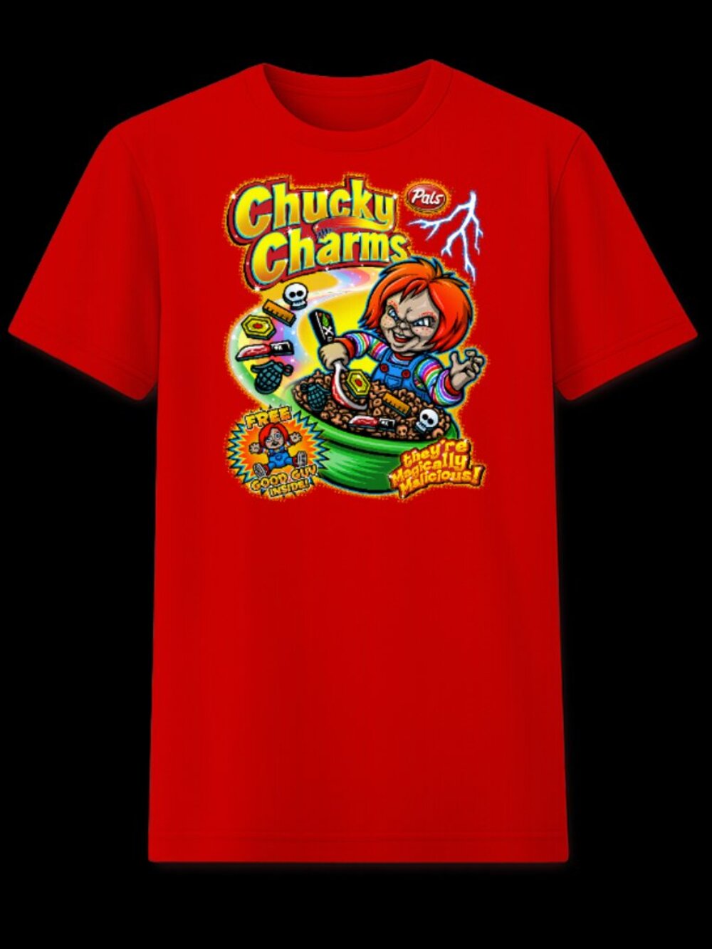 Men 3x Red Chucky Charms T-shirt. Red T-Shirt